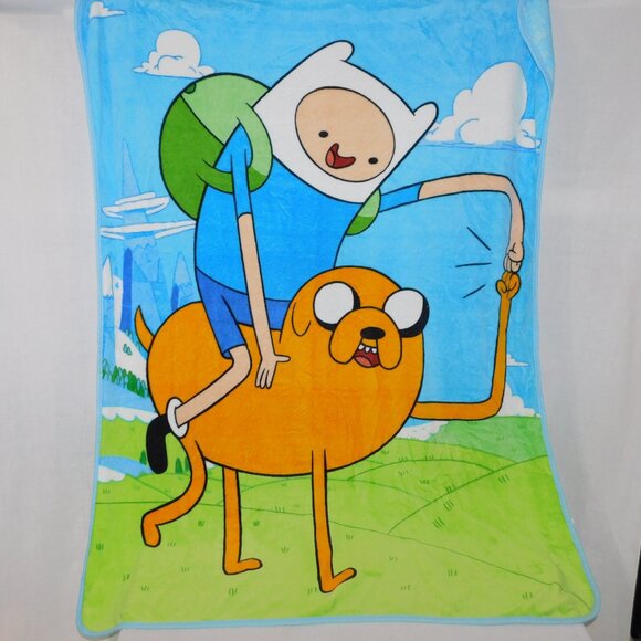 Adventure Time Jake Finn Fist Bump Large 44" x 58" Plush Fleece Throw Blanket CN - Picture 1 of 6